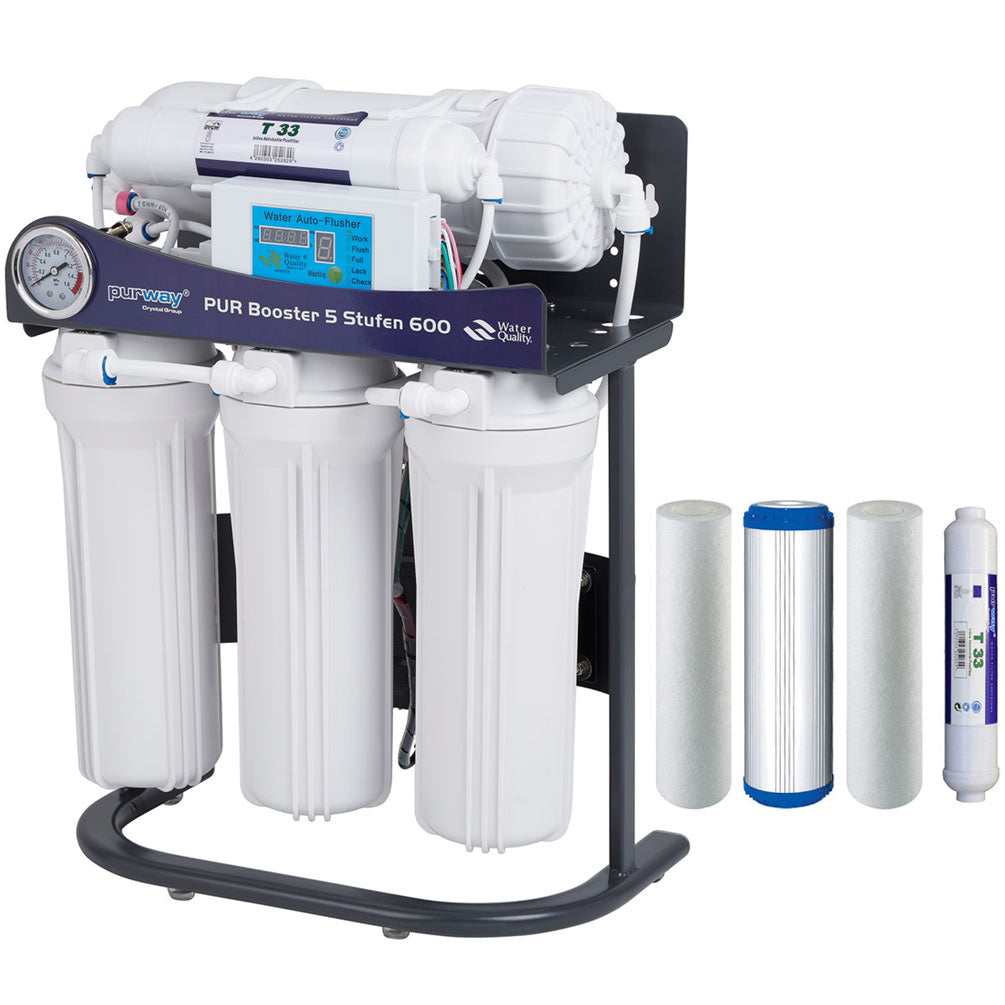 PUR Booster 5 Stufen 600 GPD Direct flow Osmoseanlage + ERSATZFILTERSET