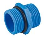 DN 1/2 Zoll Doppelnippel PP blau Sechskant 1/2 Zoll Aussengewinde