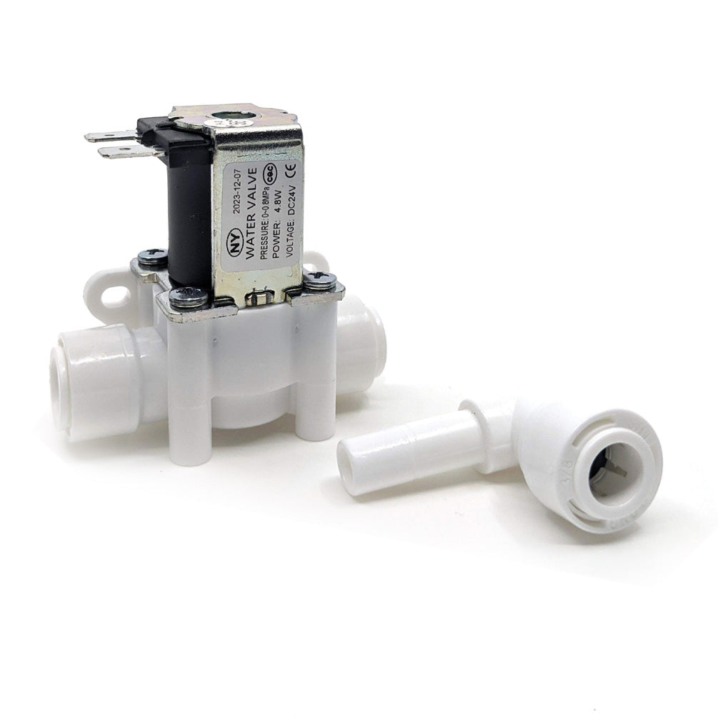 Magnetventil 3/8" 24V 4,8W -  inkl. 1x L-Adapter 3/8" Schlauch 3/8" Stutzen