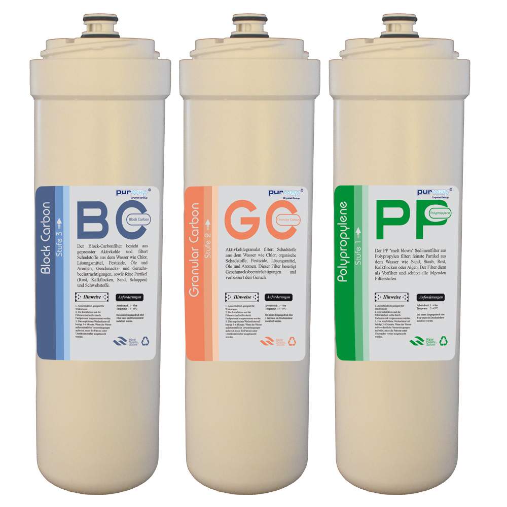 PUR Smart Ersatzfilter-Set 3 Vorfilter Patronen Set Umkehrosmoseanlage