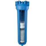ScaleArmor ROCK BIG KIT 20 Zoll Anti Kalk Filter in einem blauen Hochleistungs Filtergehäuse.